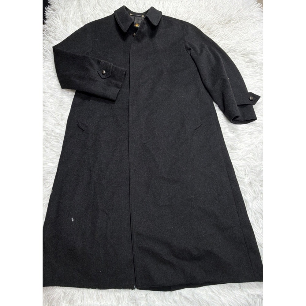Mens German Made‎ Trench Overcoat Size 40 Black Wool Business Formal BUGATTI